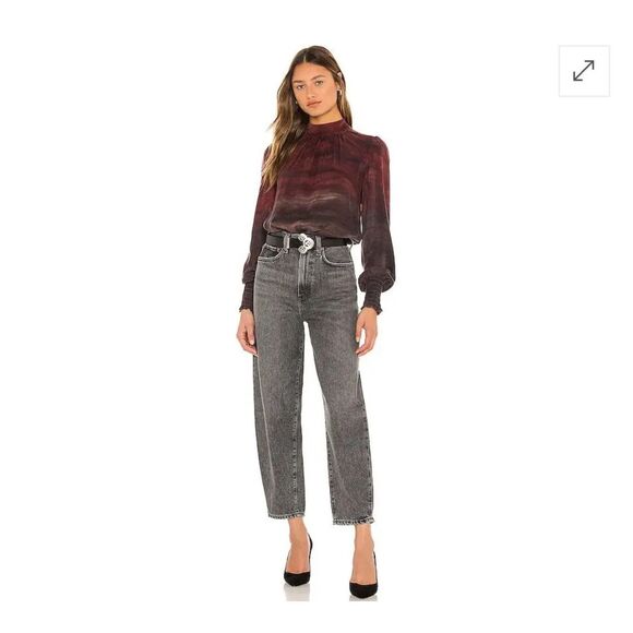 Anthropologie Cloth & Stone Mock Neck Smocked Top Size S - Picture 3 of 8